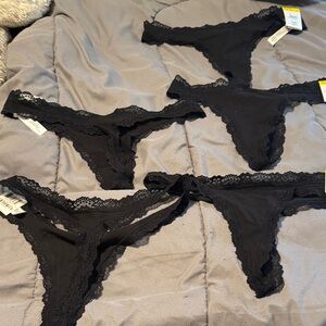 Jenni 5 pair Black Lace Panty Collection NEW W TAGS